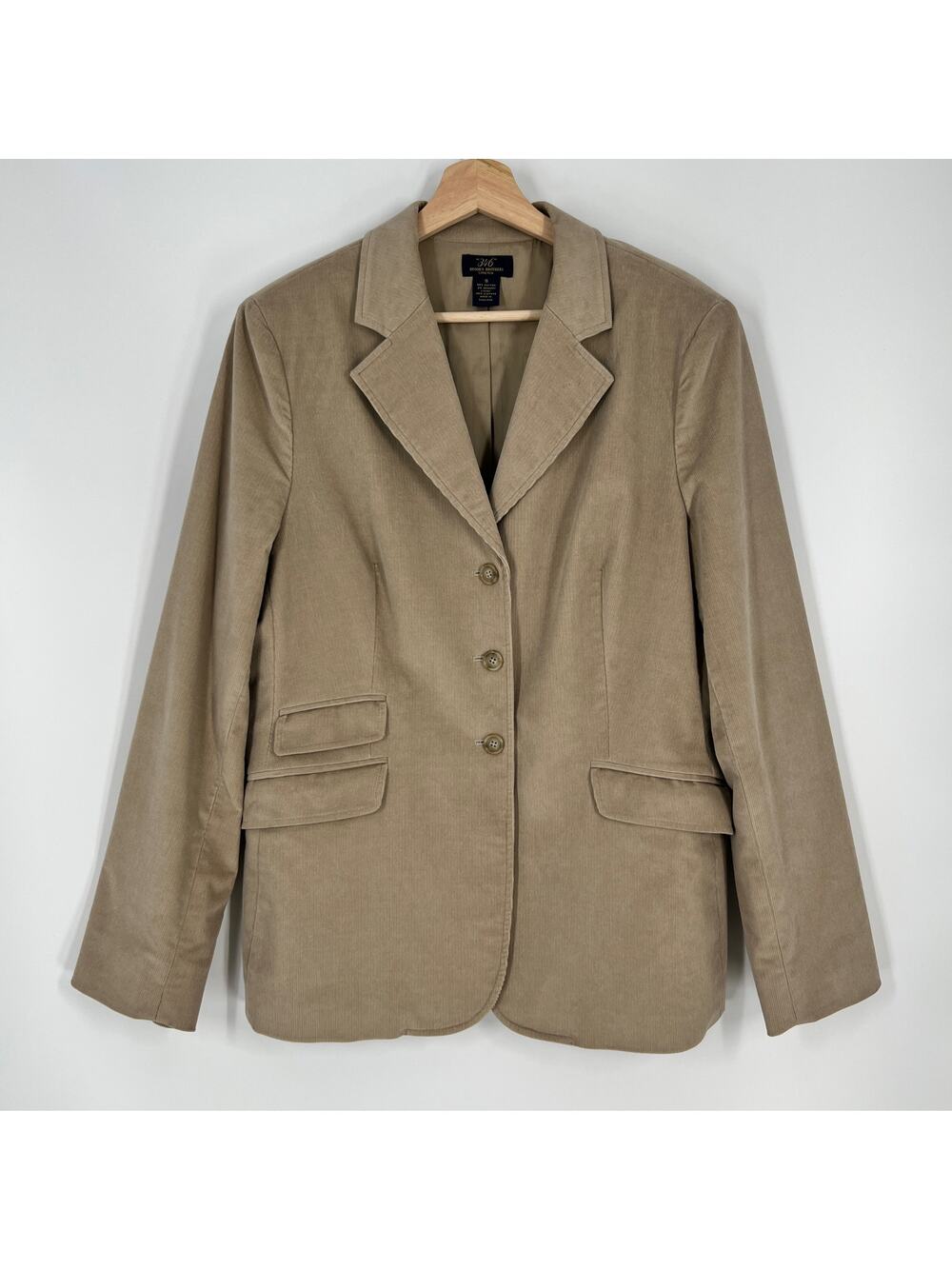Brooks Brothers 346 Stretch Corduroy Blazer Womens 16 Beige Tan Cotton Jacket